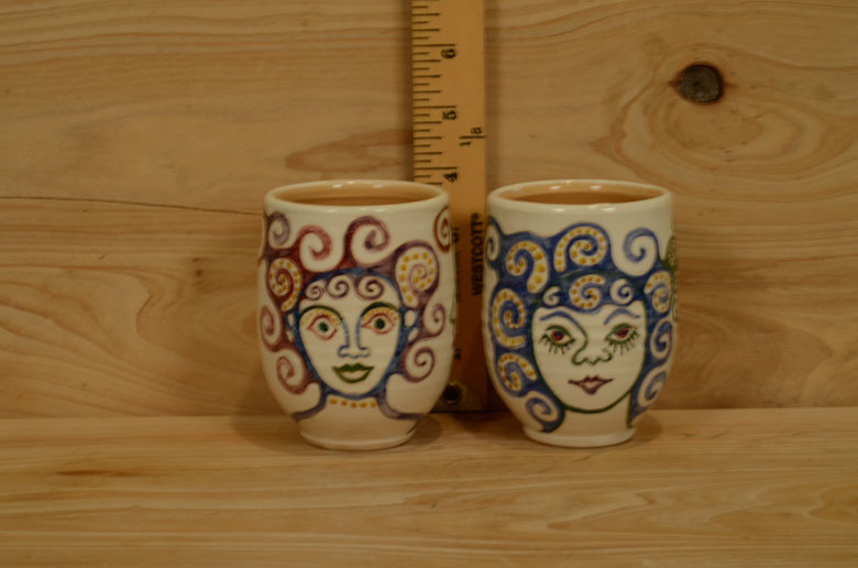 Adele Decorated Juice Goblets (Faces) 2